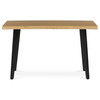 HT-F4413 OAK - Stôl jedálenský, 130x80x75 cm, MDF doska, dekor divoký dub, kov, čierny lak