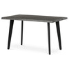 HT-F4413 GREY - Stôl jedálenský, 130x80x75 cm, MDF doska, dekor šedý dub, kov, čierny lak