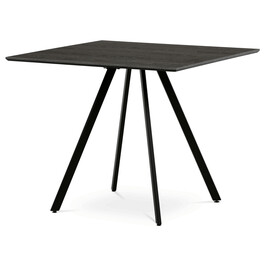 HT-R5190 GREY - Stôl jedálenský, 90x90x76 cm, MDF, kov, šedý dub, čierna