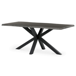 HT-F4618 GREY - Stôl jedálenský, 180x90x75 cm, MDF doska, dekor šedý dub, kovová noha v tvare hviezdy, čierny lak