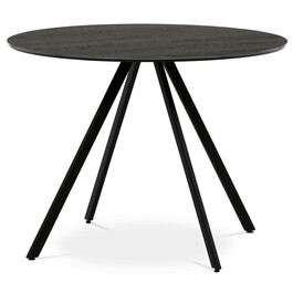 HT-R5010 GREY - Stôl jedálenský okrúhly, 100x100x76 cm, MDF, kov, šedý dub, čierna