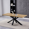 HT-F4618 OAK - Stôl jedálenský, 180x90x75 cm, MDF doska, dekor divoký dub, kovová noha v tvare hviezdy, čierny lak