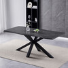 HT-F4618 GREY - Stôl jedálenský, 180x90x75 cm, MDF doska, dekor šedý dub, kovová noha v tvare hviezdy, čierny lak