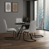 HT-R5010 GREY - Stôl jedálenský okrúhly, 100x100x76 cm, MDF, kov, šedý dub, čierna