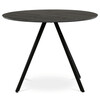 HT-R5010 GREY - Stôl jedálenský okrúhly, 100x100x76 cm, MDF, kov, šedý dub, čierna
