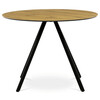 HT-R5010 OAK - Stôl jedálenský okrúhly, 100x100x76 cm, MDF, kov, dub, čierna