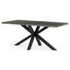 HT-F4618 GREY - Stôl jedálenský, 180x90x75 cm, MDF doska, dekor šedý dub, kovová noha v tvare hviezdy, čierny lak