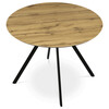 HT-R5010 OAK - Stôl jedálenský okrúhly, 100x100x76 cm, MDF, kov, dub, čierna