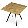 HT-R5190 OAK - Stôl jedálenský, 90x90x76 cm, MDF, kov, dub, čierna