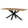 HT-F4618 OAK - Stôl jedálenský, 180x90x75 cm, MDF doska, dekor divoký dub, kovová noha v tvare hviezdy, čierny lak