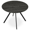 HT-R5010 GREY - Stôl jedálenský okrúhly, 100x100x76 cm, MDF, kov, šedý dub, čierna