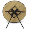 HT-R5010 OAK - Stôl jedálenský okrúhly, 100x100x76 cm, MDF, kov, dub, čierna