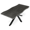 HT-F4618 GREY - Stôl jedálenský, 180x90x75 cm, MDF doska, dekor šedý dub, kovová noha v tvare hviezdy, čierny lak