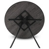 HT-R5010 GREY - Stôl jedálenský okrúhly, 100x100x76 cm, MDF, kov, šedý dub, čierna
