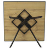 HT-R5190 OAK - Stôl jedálenský, 90x90x76 cm, MDF, kov, dub, čierna