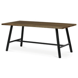 HT-T1818 WAL - Stôl jedálenský, 180x90cm, dyha, farba orech, kovová čierna noha