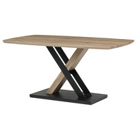 HT-W1570 SRE - Stôl jedálenský 160x90cm, MDF, 3D dekor dub san remo, kovové nohy, čierny lak.