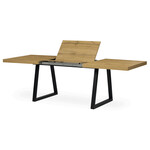 HT-R5624 OAK - Stôl jedálenský rozkladací, 160+80x90x76 cm, MDF, kov, dub, čierna
