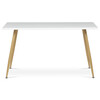 HT-W1214 WT - Stôl jedálenský 140x80, MDF, biela matná doska, kovové nohy vo farbe duba.