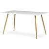 HT-W1214 WT - Stôl jedálenský 140x80, MDF, biela matná doska, kovové nohy vo farbe duba.