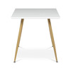 HT-W1214 WT - Stôl jedálenský 140x80, MDF, biela matná doska, kovové nohy vo farbe duba.