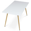 HT-W1214 WT - Stôl jedálenský 140x80, MDF, biela matná doska, kovové nohy vo farbe duba.