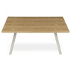 HT-W1515 OAK - Stôl jedálenský 160x90cm, MDF+ dyha, odtieň dub, kovové nohy, brúsený nerez.