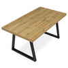 HT-R5624 OAK - Stôl jedálenský rozkladací, 160+80x90x76 cm, MDF, kov, dub, čierna