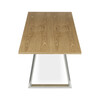 HT-W1515 OAK - Stôl jedálenský 160x90cm, MDF+ dyha, odtieň dub, kovové nohy, brúsený nerez.