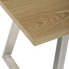 HT-W1515 OAK - Stôl jedálenský 160x90cm, MDF+ dyha, odtieň dub, kovové nohy, brúsený nerez.