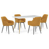HT-W1214 WT - Stôl jedálenský 140x80, MDF, biela matná doska, kovové nohy vo farbe duba.