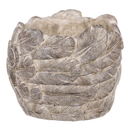 JUK1006 - Obal na kvety, betónový s dekorom pierok.