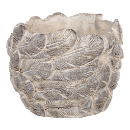 JUK1005 - Obal na kvety, betónový s dekorom pierok.