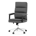 KA-D8104 GREY - Stolička kancelárska, šedá ekokoža, kríž kov chrómový, hojdací mechanizmus, čalúnené podrúčky
