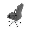 KA-D8104 GREY - Stolička kancelárska, šedá ekokoža, kríž kov chrómový, hojdací mechanizmus, čalúnené podrúčky