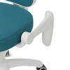 KA-K1062 BLUE - Detská stolička, modrá sieťovina, biely plastový kríž, kolieska na tvrdé podlahy