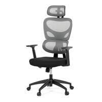 KA-K2080 GREY - Kancelárska stolička, šedá sieťovina, čierny plast, kolieska na tvrdé podlahy