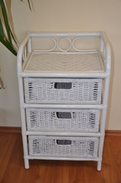 Ratanová komoda 3 zásuvky ratan biela