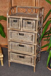 Ratanová komoda 3+2 zásuvky hnedá