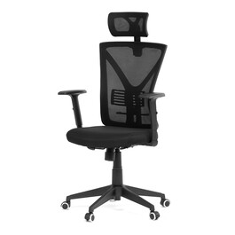 KA-Q851 BK - Stolička kancelárska, čierna mesh, plastový kríž