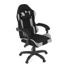 KA-R209 GREY - Herné kreslo, permanent contact mechanizmus s polohovou aretáciou, čierna a šedá látka, plast. kríž