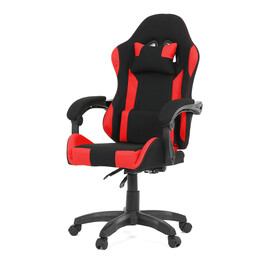 KA-R209 RED - Herné kreslo, permanent contact mechanizmus s polohovou aretáciou, čierna a červená látka, plast. kríž