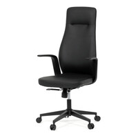 KA-T8325 BK - Kancelárske kreslo, čierna ekokoža, hojdací mechanizmus s aretáciou v 3 polohách, kovový kríž, kolieska pre tvrdé povrchy