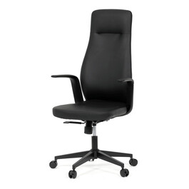 KA-T8325 BK - Kancelárske kreslo, čierna ekokoža, hojdací mechanizmus s aretáciou v 3 polohách, kovový kríž, kolieska pre tvrdé povrchy