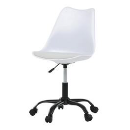 KA-X7055 WT - Stolička kancelárska, biela plastová škrupina, sedák biela látka, kovový kríž
