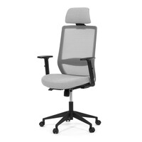 KA-V3329 GREY - Stolička kancelárska, šedá MESH sieťovina, šedá látka, plastový kríž, synchrónny mechanizmus, kolieska pre tvrdé povrchy
