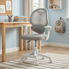 Detská stolička, výškovo nastaviteľná, šedá sieťovina, KA-W8008 GREY