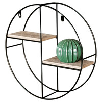 P-063 OAK - Polička nástenná 36 cm, MDF, dekor dub, kov čierny mat
