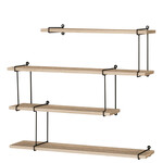 P-065 OAK - Poličky nástenné 80 cm, MDF, dekor dub, kov čierny mat