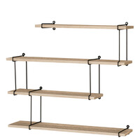 P-065 OAK - Poličky nástenné 80 cm, MDF, dekor dub, kov čierny mat